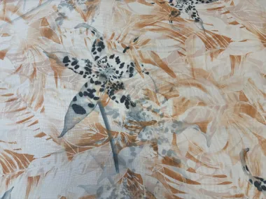 -Voile stof - bloemen - zalm - JT813 - Voile stof - bloemen - zalm - JT813