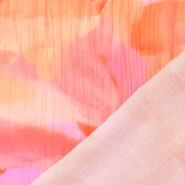-Mousseline stof - digitaal fantasie - oranje roze - 60440-008 - Mousseline stof - digitaal fantasie - oranje roze - 60440-008