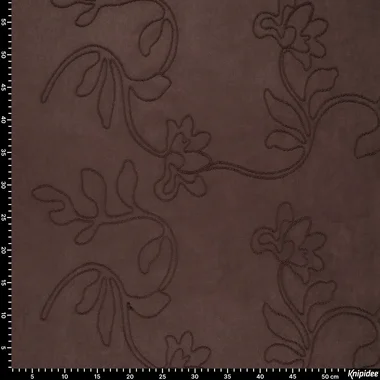 -Embroidery stof - scuba suede - bloemen - donkerbruin - 23211-100 - Embroidery stof - scuba suede - bloemen - donkerbruin - 23211-100