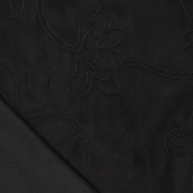 -Embroidery stof - scuba suede - bloemen - zwart - 23211-999 - Embroidery stof - scuba suede - bloemen - zwart - 23211-999