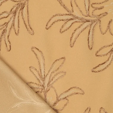 -Embroidery stof - chenille embroidery - wooly touch - bladeren - naturel - 23212-170 - Embroidery stof - chenille embroidery - wooly touch - bladeren - naturel - 23212-170