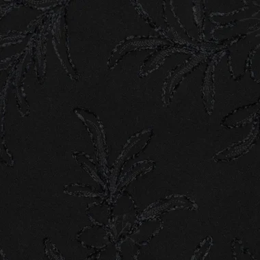 -Embroidery stof - chenille embroidery - wooly touch - bladeren - zwart - 23212-999 - Embroidery stof - chenille embroidery - wooly touch - bladeren - zwart - 23212-999