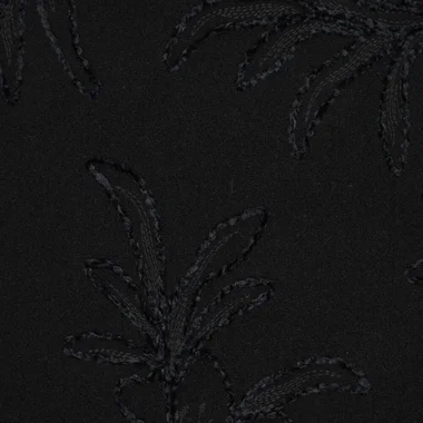 -Embroidery stof - chenille embroidery - wooly touch - bladeren - zwart - 23212-999 - Embroidery stof - chenille embroidery - wooly touch - bladeren - zwart - 23212-999