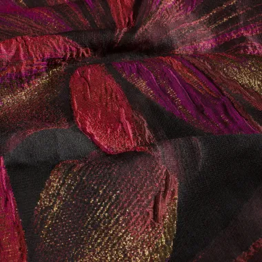 -Polyester stof - jacquard & lurex - bloemen - rood - 26082-017 - Polyester stof - jacquard & lurex - bloemen - rood - 26082-017