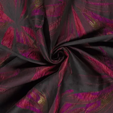 -Polyester stof - jacquard & lurex - bloemen - rood - 26082-017 - Polyester stof - jacquard & lurex - bloemen - rood - 26082-017