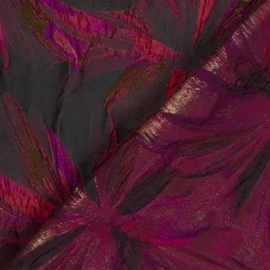 -Polyester stof - jacquard & lurex - bloemen - rood - 26082-017 - Polyester stof - jacquard & lurex - bloemen - rood - 26082-017