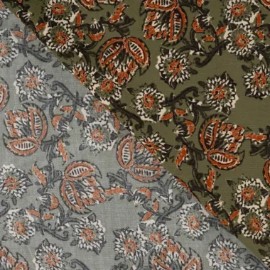 -Ribcord stof - corduroy - digitaal bloemen - groen - P29020-580 - Ribcord stof - corduroy - digitaal bloemen - groen - P29020-580