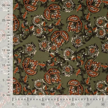 -Ribcord stof - corduroy - digitaal bloemen - groen - P29020-580 - Ribcord stof - corduroy - digitaal bloemen - groen - P29020-580