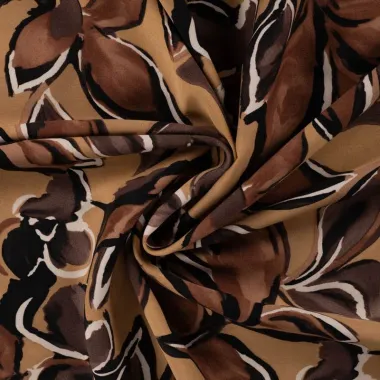 -Viscose stof - twill - bladeren - bruin - P24007-540 - Viscose stof - twill - bladeren - bruin - P24007-540