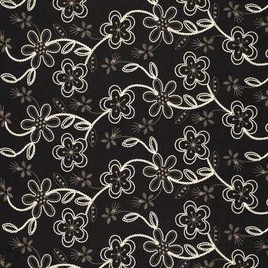 -Embroidery stof - punta di roma - bloemen - zwart - 23077-999 - Embroidery stof - punta di roma - bloemen - zwart - 23077-999