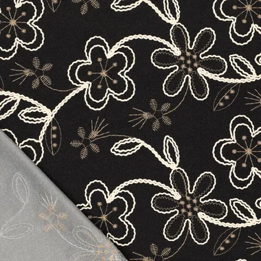 -Embroidery stof - punta di roma - bloemen - zwart - 23077-999 - Embroidery stof - punta di roma - bloemen - zwart - 23077-999