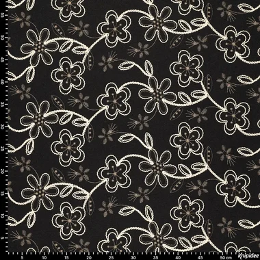 -Embroidery stof - punta di roma - bloemen - zwart - 23077-999 - Embroidery stof - punta di roma - bloemen - zwart - 23077-999