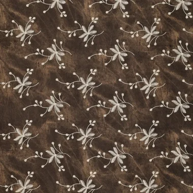 -Embroidery stof - antiqua waxed denim - bloemen - donkerbruin - 23064-100 - Embroidery stof - antiqua waxed denim - bloemen - donkerbruin - 23064-100