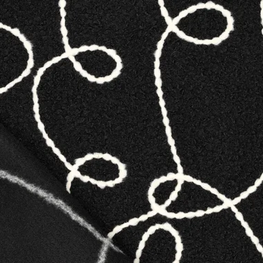 -Embroidery stof - bouclé mantelstof - lana fantasia - zwart - 23072-999 - Embroidery stof - bouclé mantelstof - lana fantasia - zwart - 23072-999