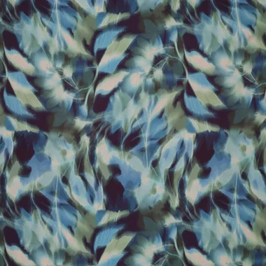 -Viscose stof - mix - bladeren - blauw - 23039-635 - Viscose stof - mix - bladeren - blauw - 23039-635
