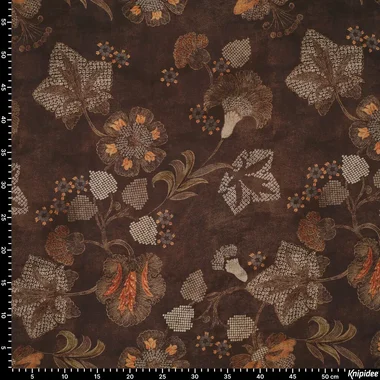 -Viscose stof - mix - bloemen - bruin - 23040-105 - Viscose stof - mix - bloemen - bruin - 23040-105