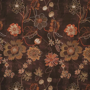 -Viscose stof - mix - bloemen - bruin - 23040-100 - Viscose stof - mix - bloemen - bruin - 23040-100