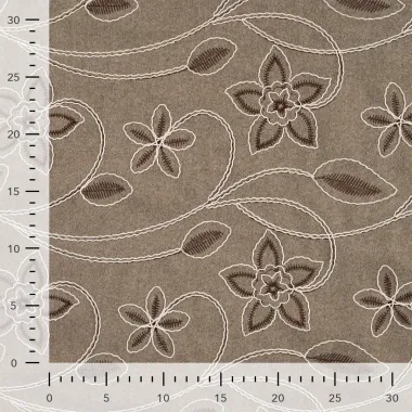 -Embroidery stof - bloemen - zandgrijs - Q22926-520 - Embroidery stof - bloemen - zandgrijs - Q22926-520