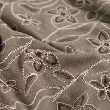 -Embroidery stof - bloemen - zandgrijs - Q22926-520 - Embroidery stof - bloemen - zandgrijs - Q22926-520