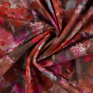 -Suèdine stof - scuba suede - bloemen - fuchsia - Q22958-170 - Suèdine stof - scuba suede - bloemen - fuchsia - Q22958-170
