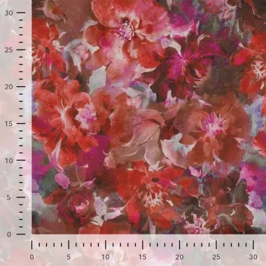 -Suèdine stof - scuba suede - bloemen - fuchsia - Q22958-170 - Suèdine stof - scuba suede - bloemen - fuchsia - Q22958-170