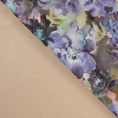 -Suèdine stof - scuba suede - bloemen - jeansblauw - Q22958-960 - Suèdine stof - scuba suede - bloemen - jeansblauw - Q22958-960