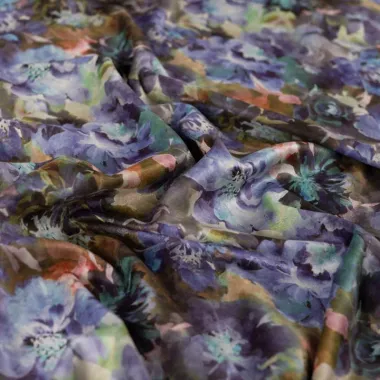 -Suèdine stof - scuba suede - bloemen - jeansblauw - Q22958-960 - Suèdine stof - scuba suede - bloemen - jeansblauw - Q22958-960