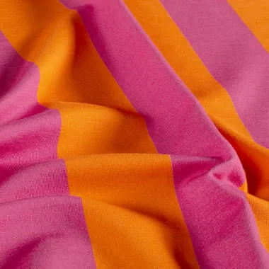 -Tricot stof - French Terry - digitaal strepen - oranje - 26817-036 - Tricot stof - French Terry - digitaal strepen - oranje - 26817-036