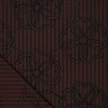 -Embroidery stof - seersucker - bloemen - donkerbruin - 23047-101 - Embroidery stof - seersucker - bloemen - donkerbruin - 23047-101