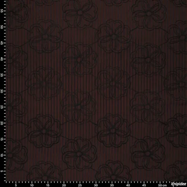 -Embroidery stof - seersucker - bloemen - donkerbruin - 23047-101 - Embroidery stof - seersucker - bloemen - donkerbruin - 23047-101