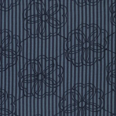 -Embroidery stof - seersucker - bloemen - blauw - 23047-691 - Embroidery stof - seersucker - bloemen - blauw - 23047-691