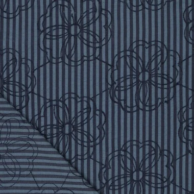 -Embroidery stof - seersucker - bloemen - blauw - 23047-691 - Embroidery stof - seersucker - bloemen - blauw - 23047-691