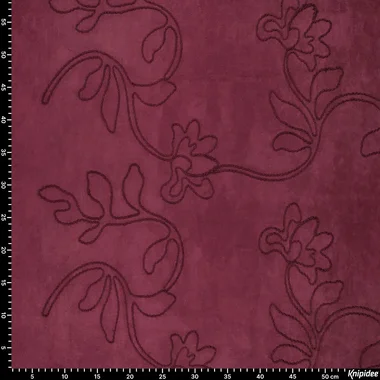 -Embroidery stof - scuba suede - bloemen - donkerrood - 23211-400 - Embroidery stof - scuba suede - bloemen - donkerrood - 23211-400