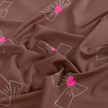 -Tricot stof - French Terry - glitter - strikjes - bruin - K24013-560 - Tricot stof - French Terry - glitter - strikjes - bruin - K24013-560