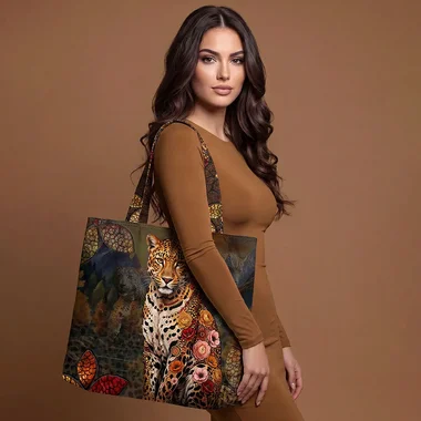 -Paneel stof - canvas paneel voor tas - golden leopard - KN10004 - Paneel stof - canvas paneel voor tas - golden leopard - KN10004