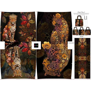 -Paneel stof - canvas paneel voor tas - golden leopard - KN10004 - Paneel stof - canvas paneel voor tas - golden leopard - KN10004