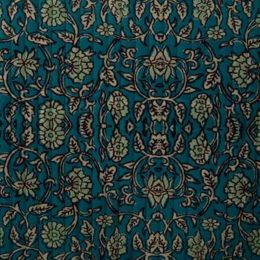 -Doorgestikte stof - quilt stripes - velours - 2-zijdig - bloemen & bladeren - petrol - P29029-942 - Doorgestikte stof - quilt stripes - velours - 2-zijdig - bloemen & bladeren - petrol - P29029-942