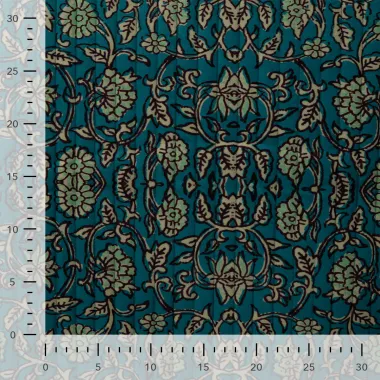 -Doorgestikte stof - quilt stripes - velours - 2-zijdig - bloemen & bladeren - petrol - P29029-942 - Doorgestikte stof - quilt stripes - velours - 2-zijdig - bloemen & bladeren - petrol - P29029-942
