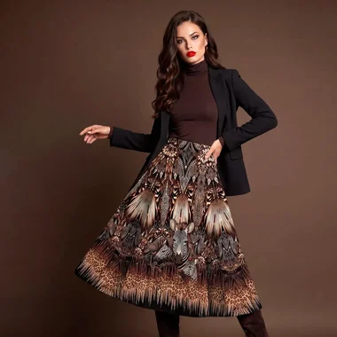 -Paneel stof - tricot paneel voor een rok - zebra safari - bruin - KN10011 - Paneel stof - tricot paneel voor een rok - zebra safari - bruin - KN10011