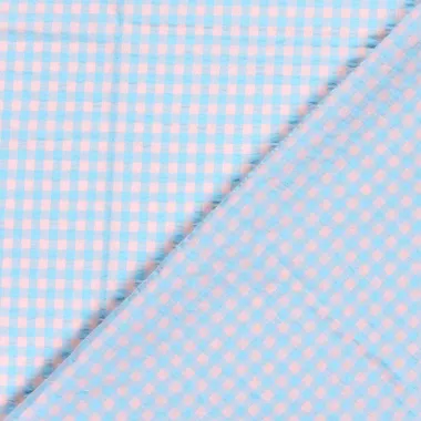 -Geruite stof - poplin seersucker - lichtblauw/zalmroze - 25003-003 - Geruite stof - poplin seersucker - lichtblauw/zalmroze - 25003-003