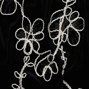 -Embroidery stof - velvet - bloemen - zwart - 1617-001 - Embroidery stof - velvet - bloemen - zwart - 1617-001
