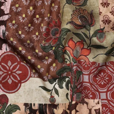 -Katoenen stof - satijn - patchwork - rood multi - 2036-001 - Katoenen stof - satijn - patchwork - rood multi - 2036-001