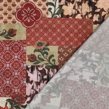 -Katoenen stof - satijn - patchwork - rood multi - 2036-001 - Katoenen stof - satijn - patchwork - rood multi - 2036-001