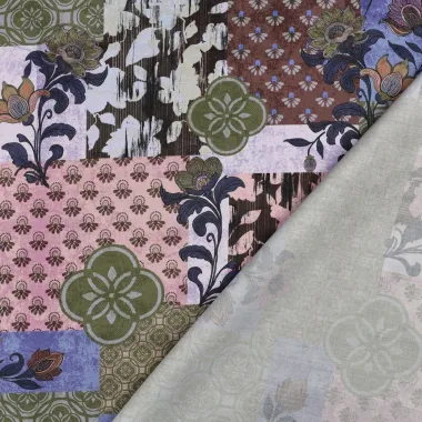 -Katoenen stof - satijn - patchwork - blauw multi - 2036-003 - Katoenen stof - satijn - patchwork - blauw multi - 2036-003