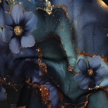 -Tricot stof - punta di roma - bloemen - blauw - 2177-003 - Tricot stof - punta di roma - bloemen - blauw - 2177-003