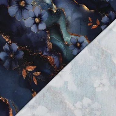 -Tricot stof - punta di roma - bloemen - blauw - 2177-003 - Tricot stof - punta di roma - bloemen - blauw - 2177-003