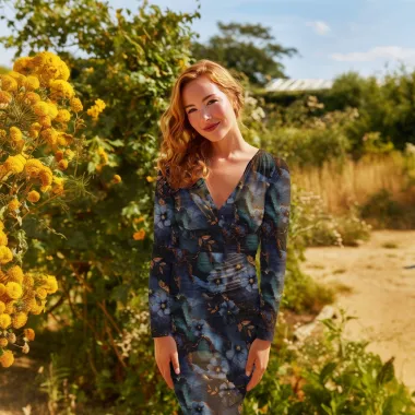 -Tricot stof - punta di roma - bloemen - blauw - 2177-003 - Tricot stof - punta di roma - bloemen - blauw - 2177-003