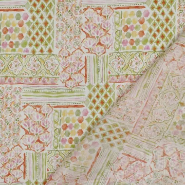 -Katoenen stof - voile - patchwork - groen multi - 2225-001 - Katoenen stof - voile - patchwork - groen multi - 2225-001