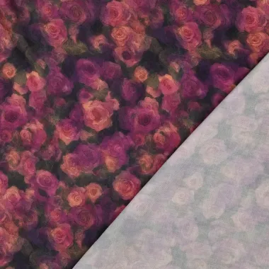 -Viscose stof - satijn - bloemen - paars - 2233-001 - Viscose stof - satijn - bloemen - paars - 2233-001