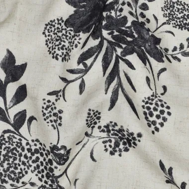-Viscose stof - linnenmix - slub - bloemen - gebroken wit - 2284-001 - Viscose stof - linnenmix - slub - bloemen - gebroken wit - 2284-001